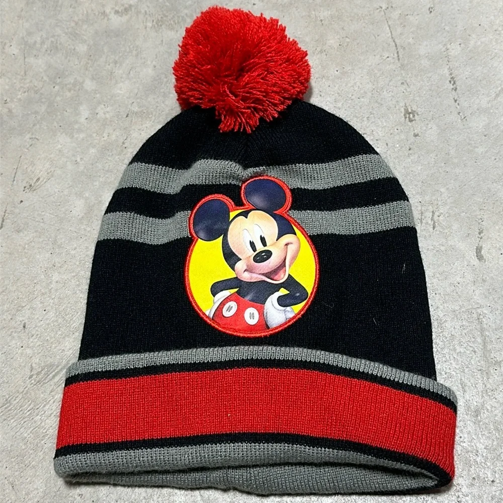 DISNEY MICKEY MOUSE KIDS KNIT BEANIE / Black,Red, & Gray‎ colors / Box 6-66